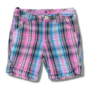 BONGO Girls' Pink Plaid Bermuda Shorts Cotton Size 4